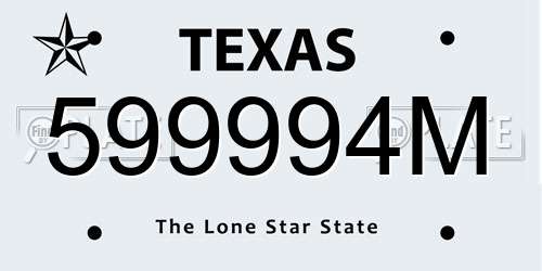 599994M Texas License Plate