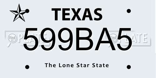 599BA5 Texas License Plate