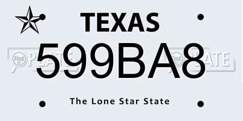 599BA8 Texas License Plate