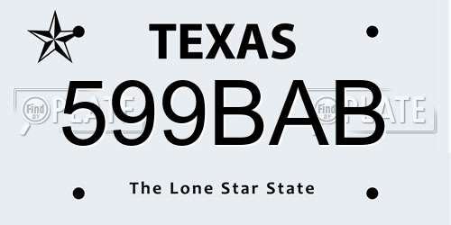 599BAB Texas License Plate