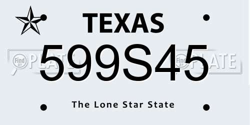 599S45 Texas License Plate