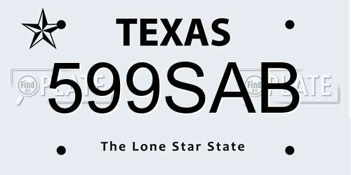 599SAB Texas License Plate