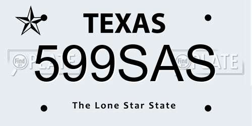 599SAS Texas License Plate