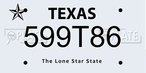 599T86 Texas License Plate