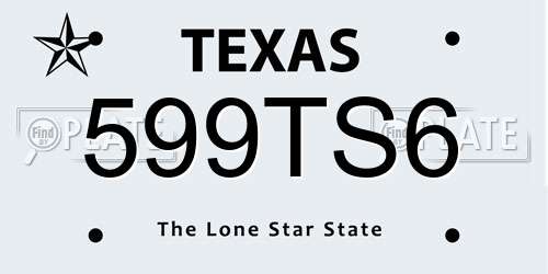 599TS6 Texas License Plate
