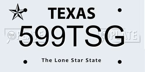 599TSG Texas License Plate
