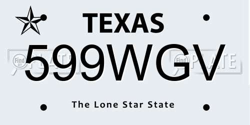 599WGV Texas License Plate