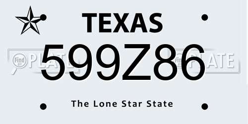 599Z86 Texas License Plate