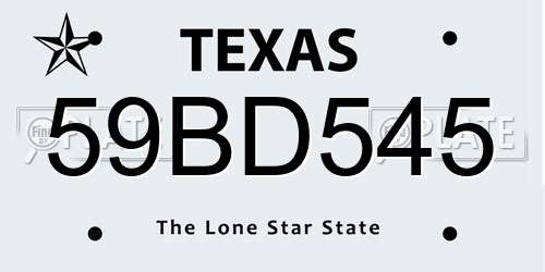 59BD545 Texas License Plate