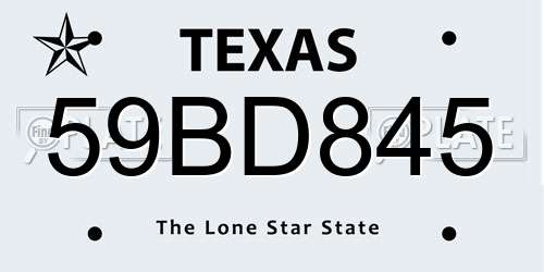 59BD845 Texas License Plate