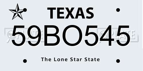 59BO545 Texas License Plate