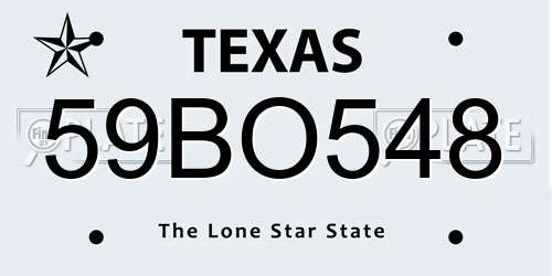59BO548 Texas License Plate