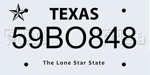 59BO848 Texas License Plate