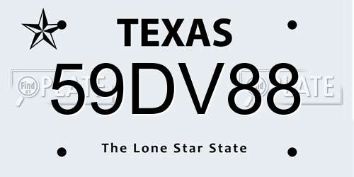 59DV88 Texas License Plate
