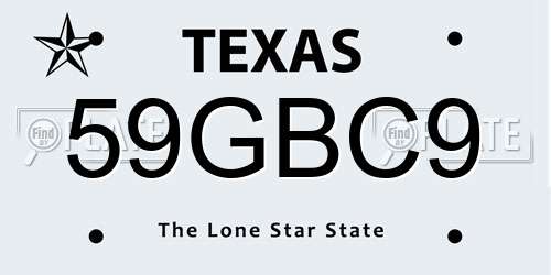 59GBC9 Texas License Plate