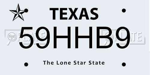59HHB9 Texas License Plate