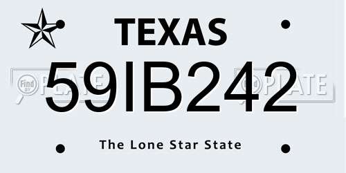 59IB242 Texas License Plate
