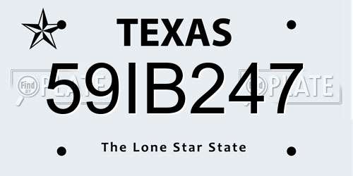 59IB247 Texas License Plate