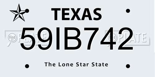 59IB742 Texas License Plate