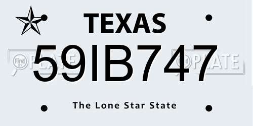 59IB747 Texas License Plate