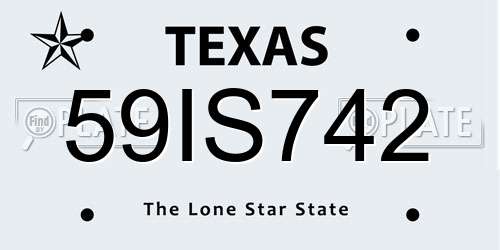59IS742 Texas License Plate