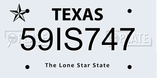 59IS747 Texas License Plate