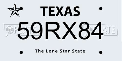 59RX84 Texas License Plate