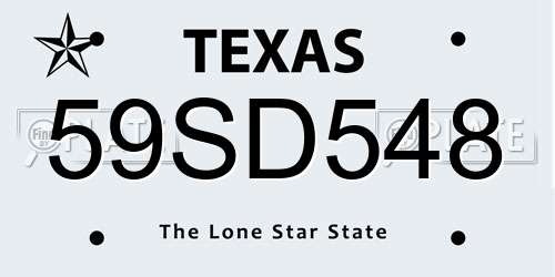 59SD548 Texas License Plate