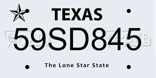 59SD845 Texas License Plate