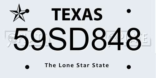 59SD848 Texas License Plate
