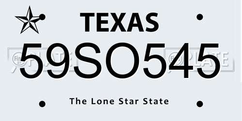 59SO545 Texas License Plate
