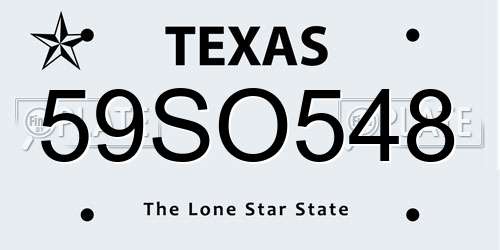59SO548 Texas License Plate