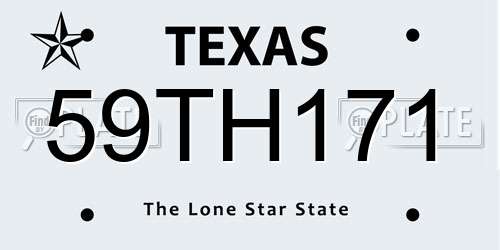 59TH171 Texas License Plate