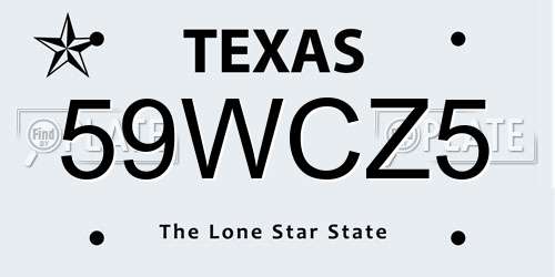 59WCZ5 Texas License Plate