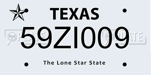 59ZI009 Texas License Plate