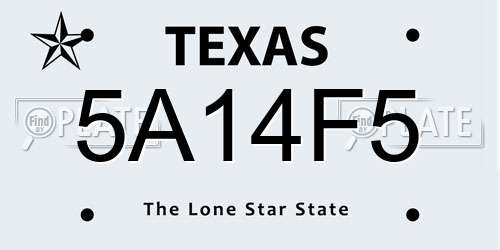 5A14F5 Texas License Plate