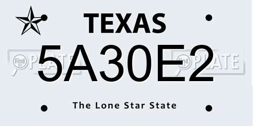 5A30E2 Texas License Plate
