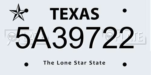 5A39722 Texas License Plate