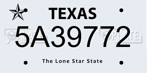 5A39772 Texas License Plate