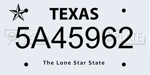 5A45962 Texas License Plate