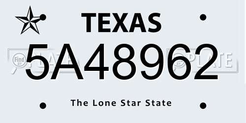 5A48962 Texas License Plate