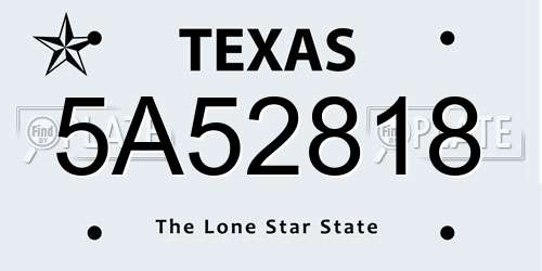 5A52818 Texas License Plate