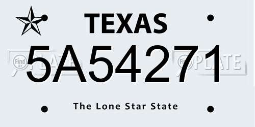 5A54271 Texas License Plate