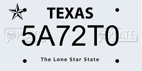 5A72T0 Texas License Plate