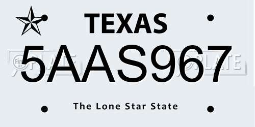 5AAS967 Texas License Plate