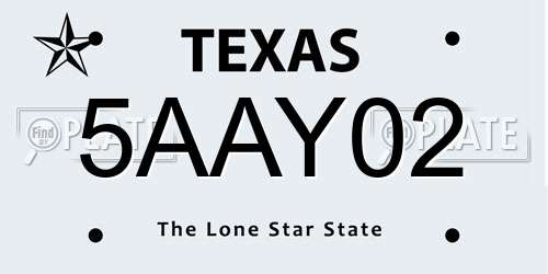 5AAY02 Texas License Plate