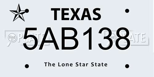 5AB138 Texas License Plate