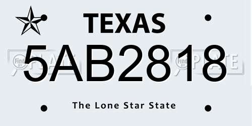 5AB2818 Texas License Plate