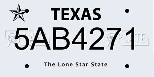 5AB4271 Texas License Plate