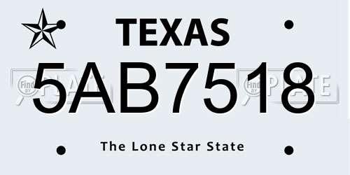 5AB7518 Texas License Plate